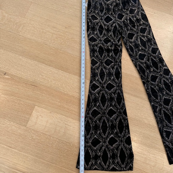 ZARA Velvet Glitter Geometric Flared Pants — Black & Taupe/Silver — XS — NWT - Picture 12 of 13